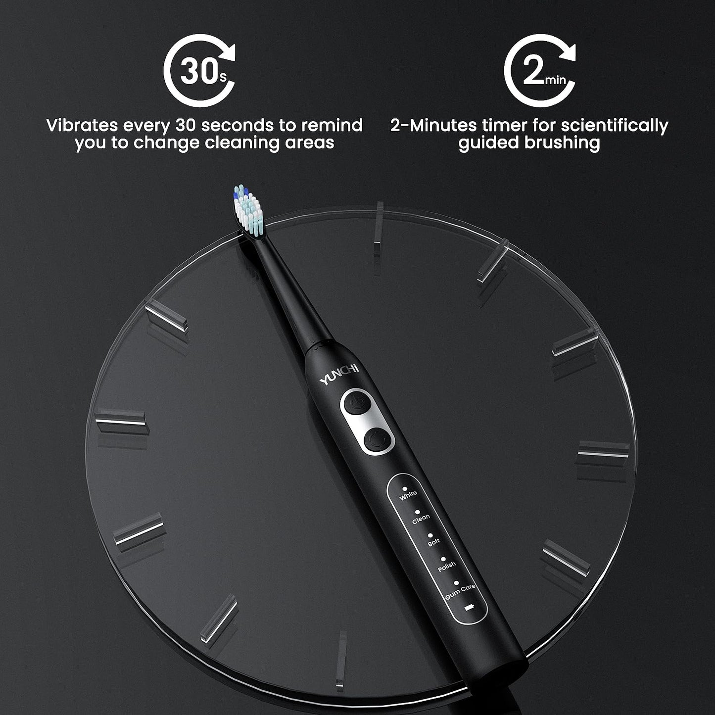 YUNCHI Sonic Electric Toothbrush with 4 Brush Heads