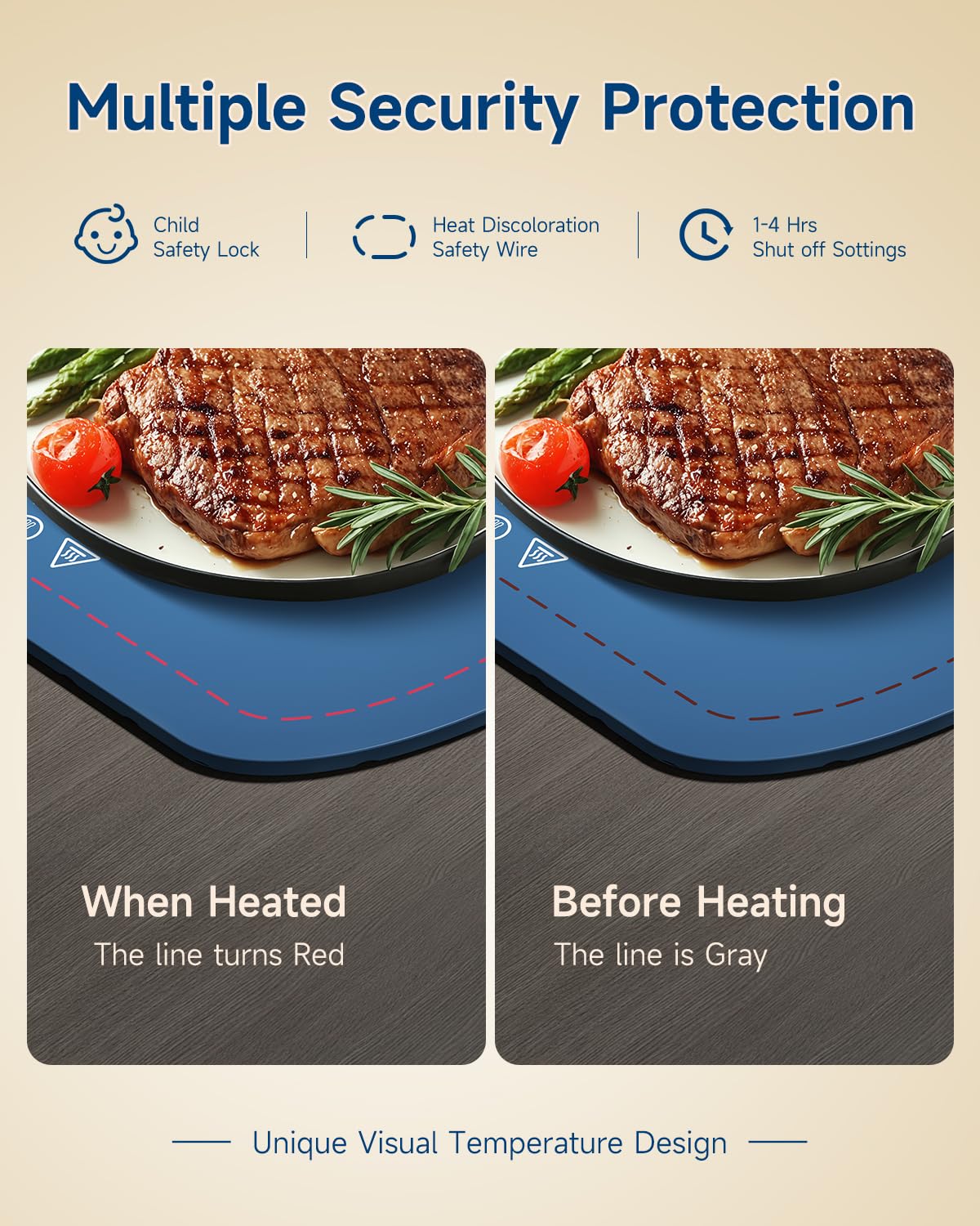 Taseven Electric Food Warming Mat with 7 Temperatures