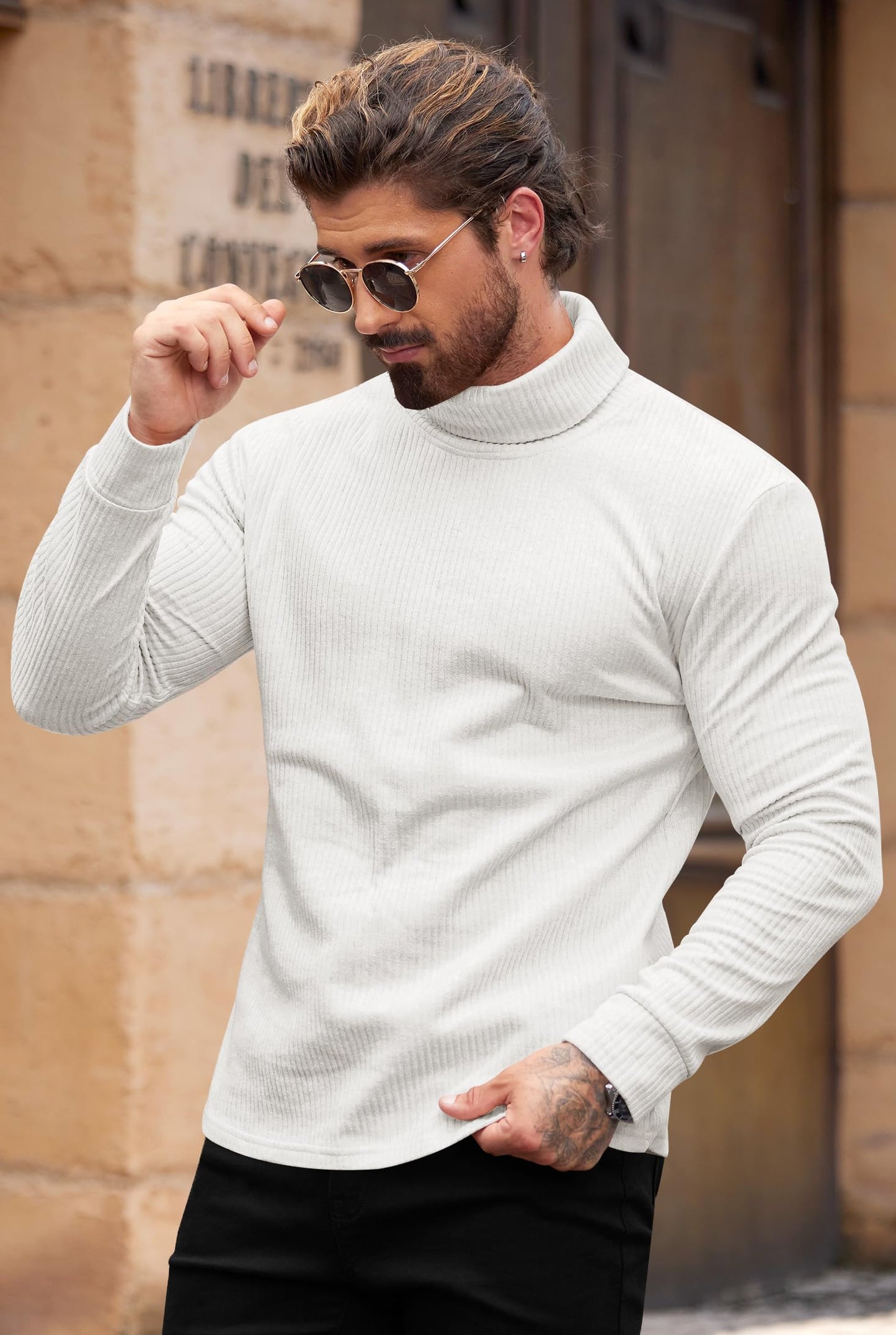 VOGSTART Mens Slim Fit Knit Sweater