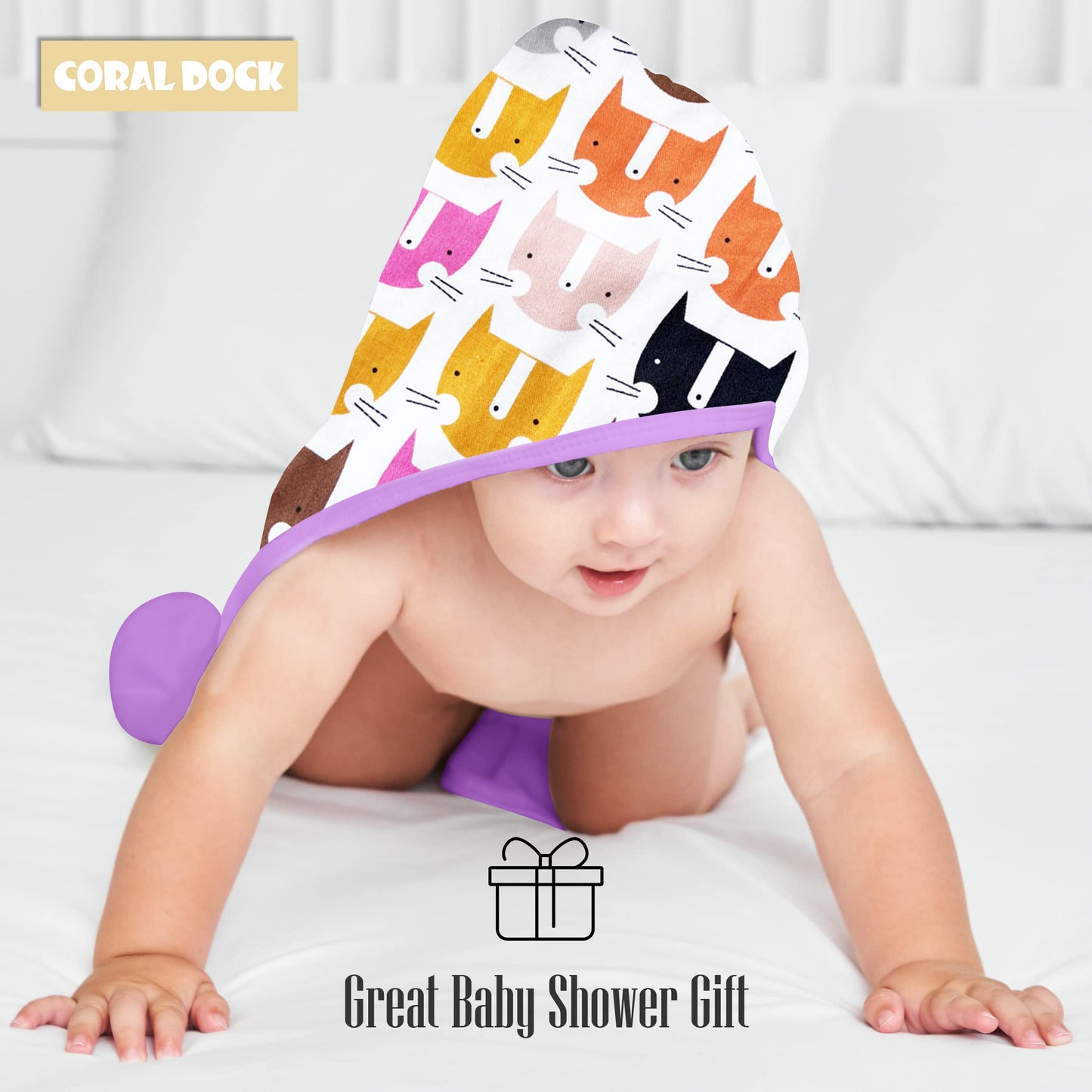 3 Pack Baby Hooded Bath Towels for Infants