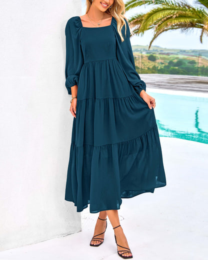BTFBM Women Formal Puff Sleeve Maxi Dress