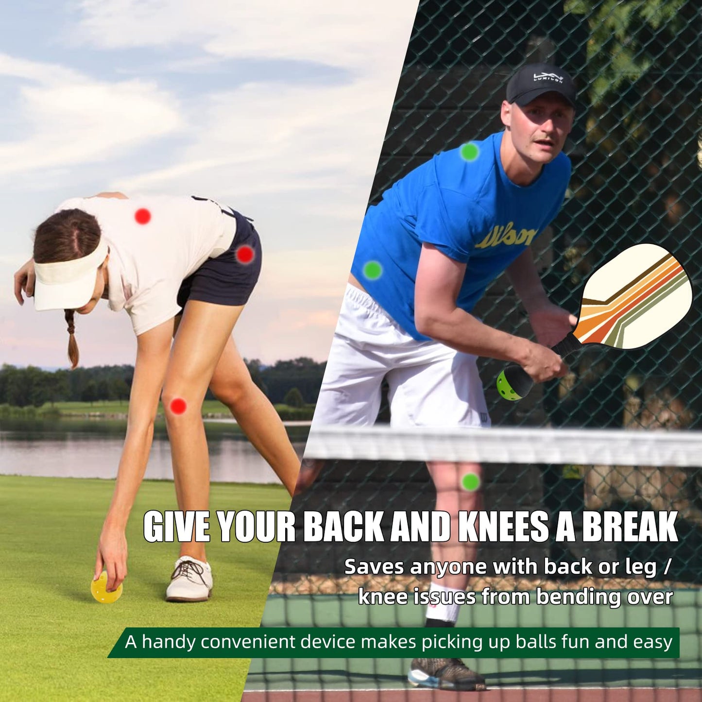 Pickleball Paddles Set of 4, Wood Pickleball Paddles Set with 4 Wooden Pickleball Paddles, 4 Pickleball Balls, 2 Pickleball Ball Retrievers & Pickleball Bag, Pickleball Rackets with Breathable Grip