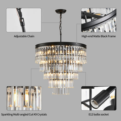 Blinghy Black Crystal Adjustable Chandelier for Home