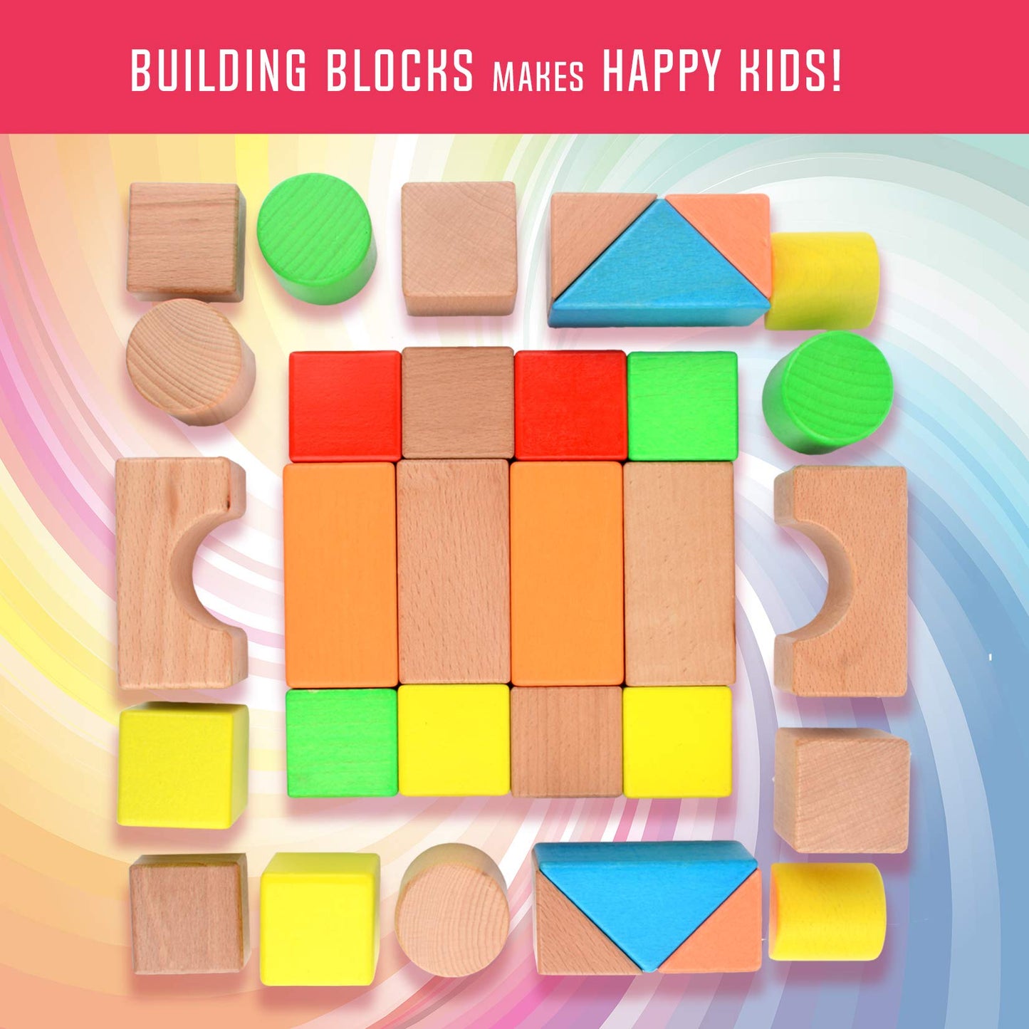 Large Wooden Building Blocks Set for Toddlers