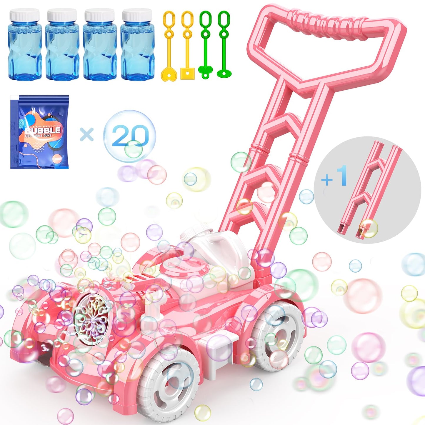 Bubble Lawn Mower Toy for Toddlers - Pink
