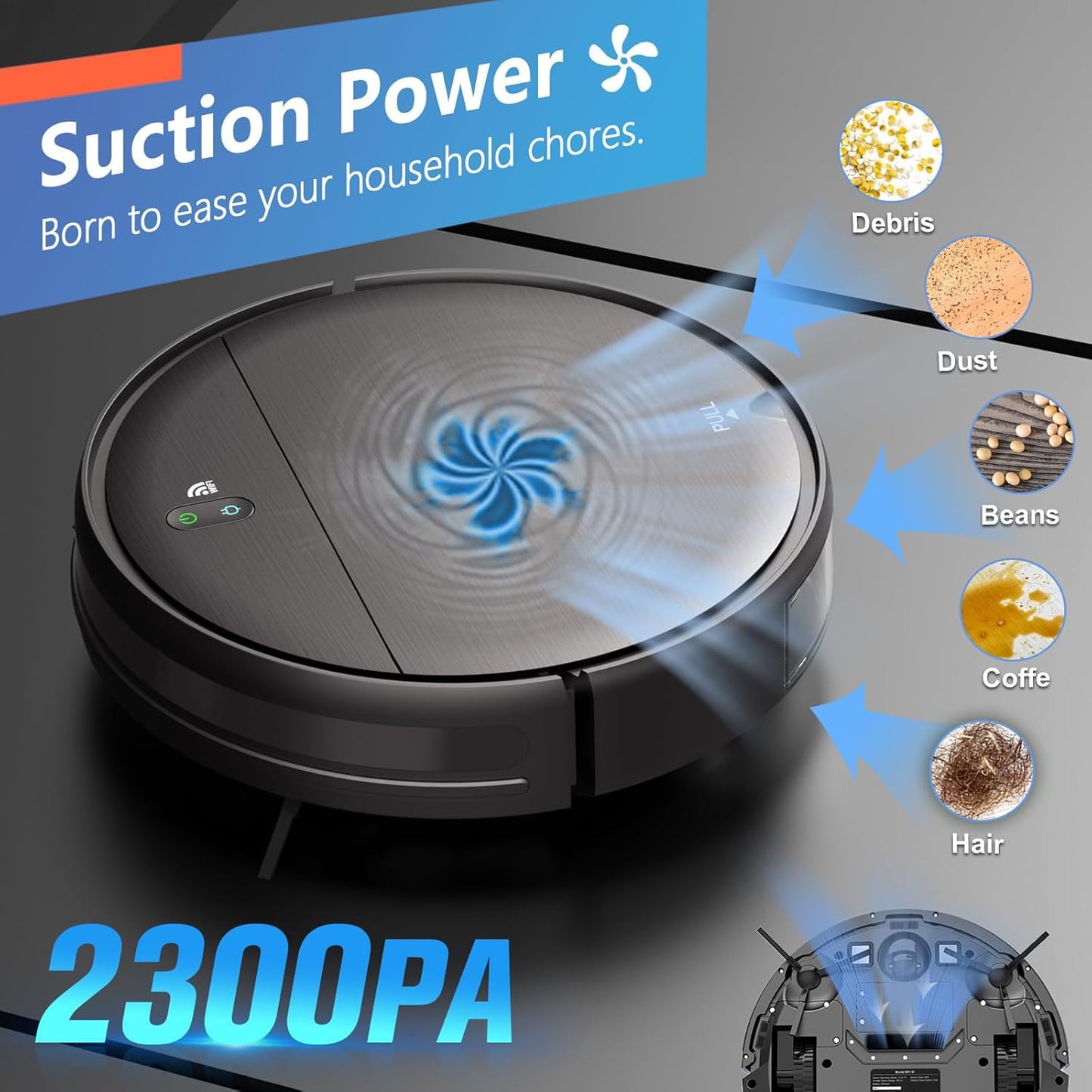 MAMNV Robot Vacuum Mop Combo with WiFi