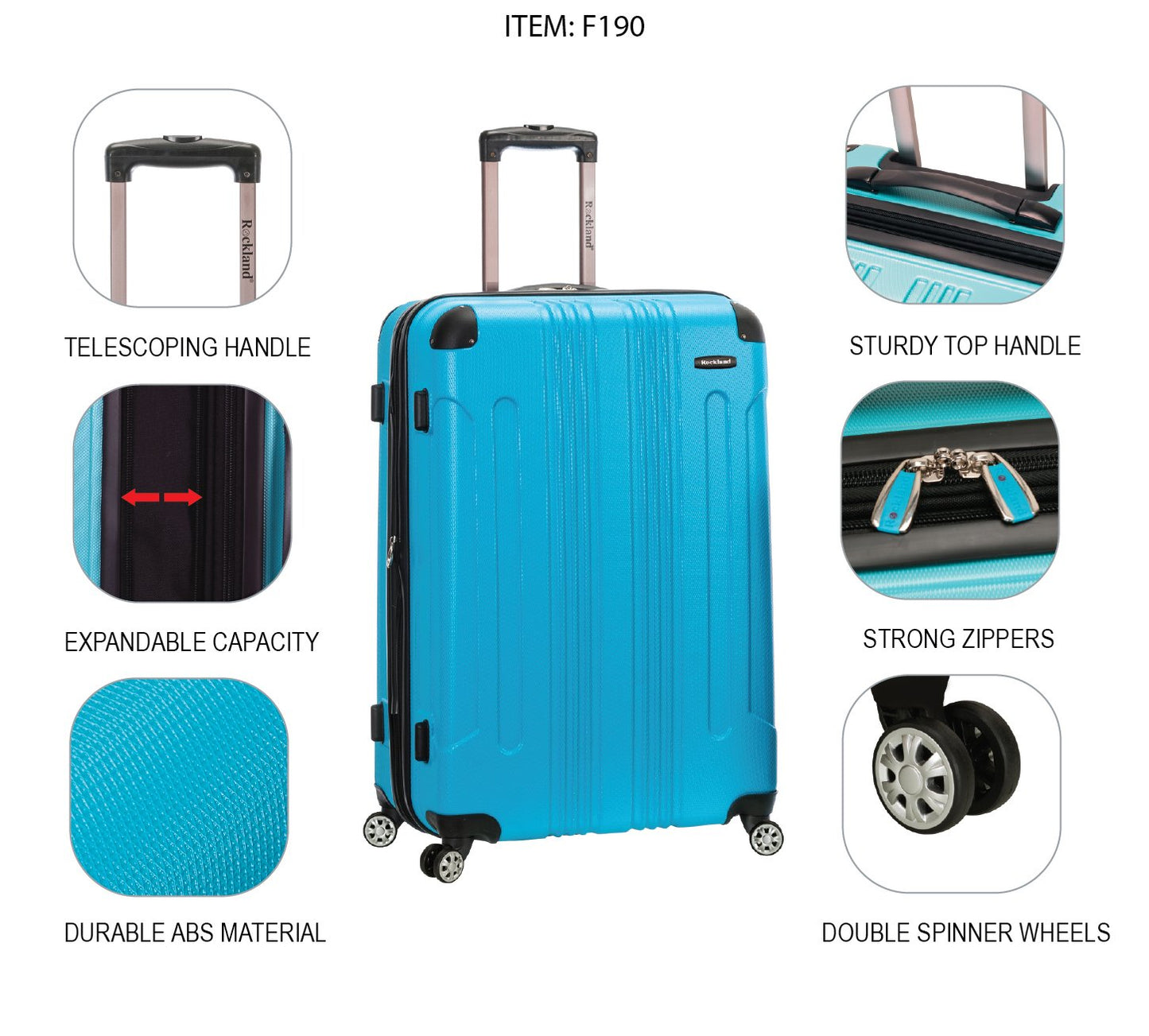 Rockland Hardside Expandable Luggage Set, Black