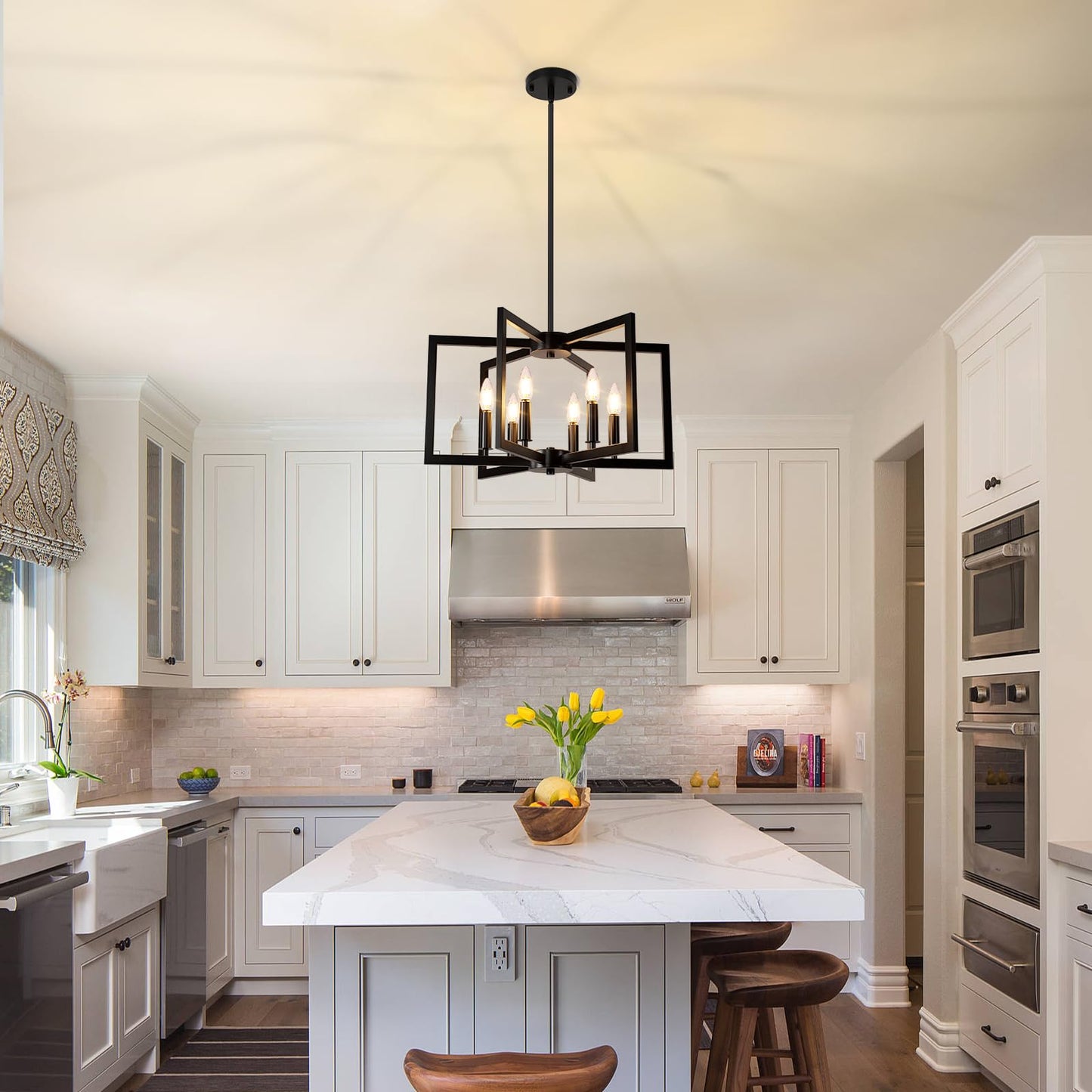6-Light Geometric Chandelier for Dining Room