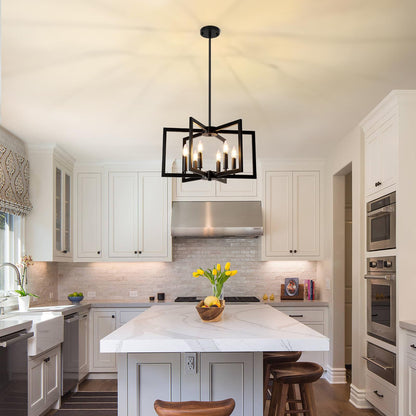 6-Light Geometric Chandelier for Dining Room