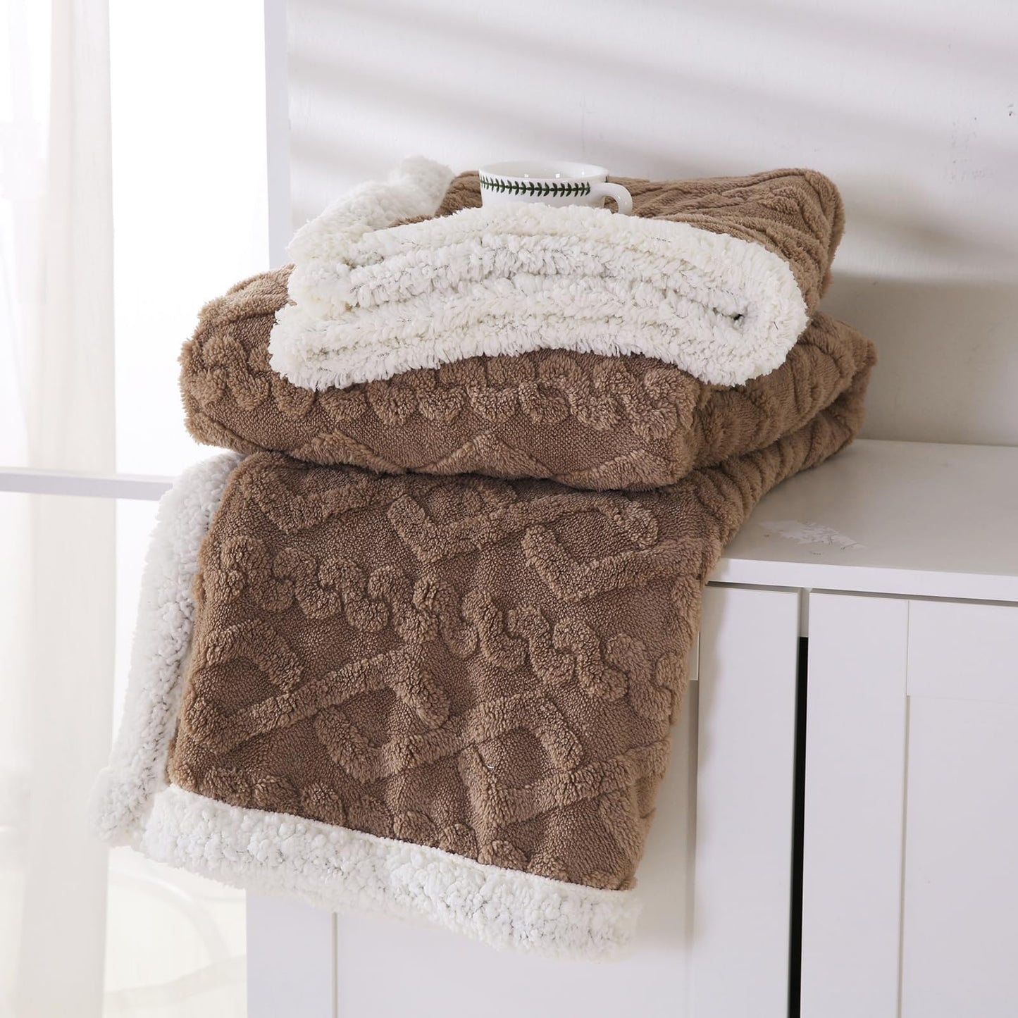 Sherpa Fleece Throw Blanket 60"x80" for All Seasons