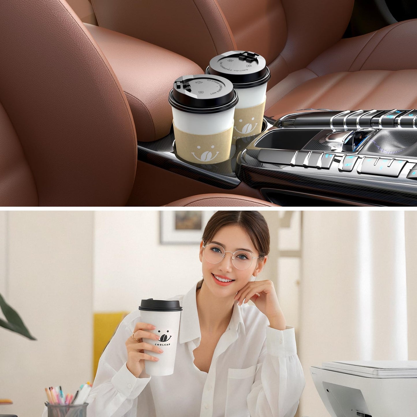 16 Ounce Coffee Cups with Lids - 100 Pack