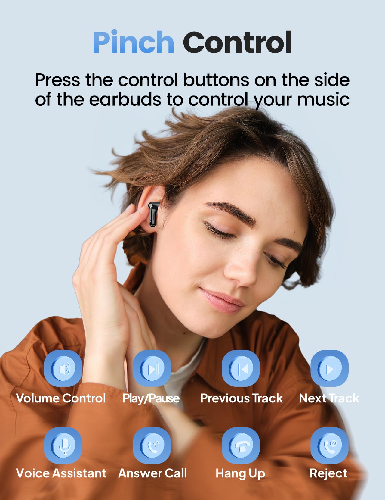 Ear buds Wireless Bluetooth Earbuds with Touch Screen 50H Playtime Deep Bass Bluetooth Headphones with Mic IPX7 Waterproof True Wireless Earbuds in Ear Earphones for Tablet Laptop Android/iOS Phones