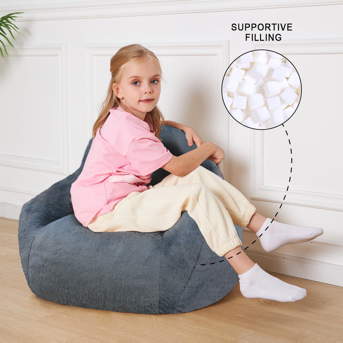 Giant Fluffy Bean Bag Chair for Kids