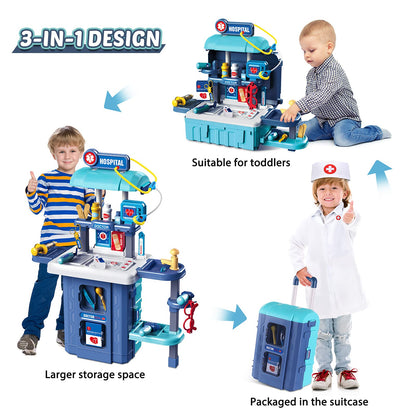 Toy Doctor Kit for Kids: Pretend Play Kids Doctor Set with Electronic Stethoscope Dress Up Doctor Costume Carrying Storage Case - Role Play Toys Medical Kit for Toddlers Boys Girls