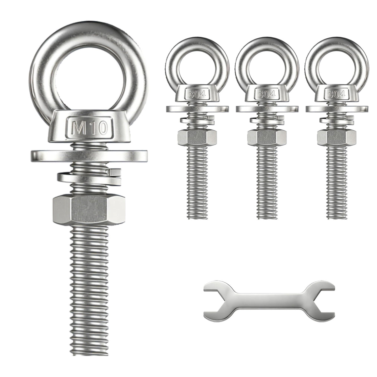 4 Pack Heavy Duty Stainless Steel Eye Bolts