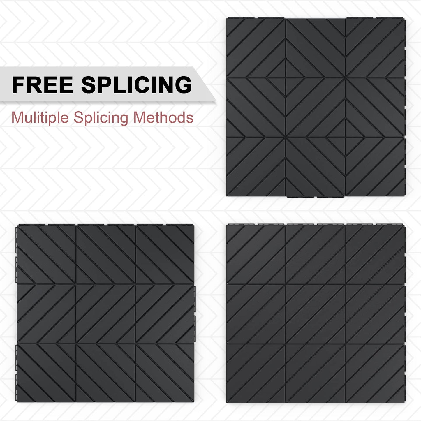 VANCASTLE Plastic Interlocking Deck Tiles, 11.8"x11.8"(Pack of 36), Patio Flooring Outdoor Waterproof All Weather Use, Outdoor Flooring for Patio Garden Poolside Front/Back Yard, Dark Grey