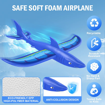 UNCANZEA 3 Pack Dreamy Ocean Foam Airplane Launcher Toys, Gliders with Fluorescent Stickers, Outdoor Flying Toys Birthday Gifts for Boys Girls 3 4 5 6 7 8 9 10 11 12 Year Old