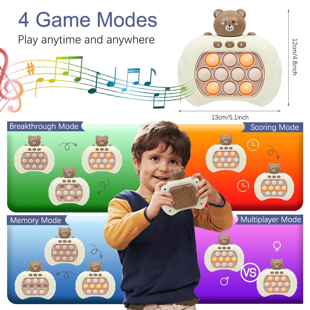 Fast Push Bubble Game, Light up Fidget Toys Handheld Game Controller with 4 Modes Push Game Puzzle Game Machine Stress Relief Toy Fidget Game for Boys and Girls Teen(Astronaut )