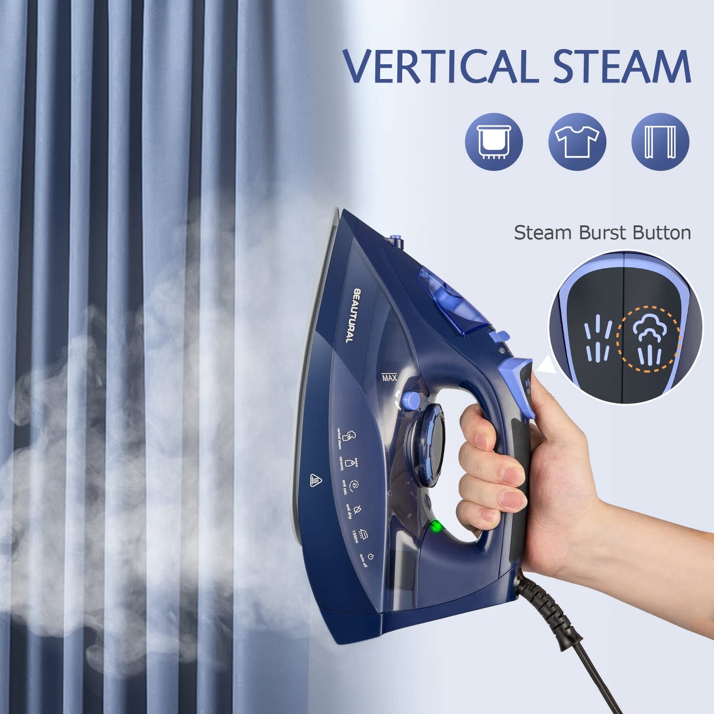 BEAUTURAL Ceramic Steam Iron with Precision Dial