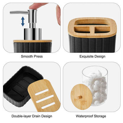 22PCS Black Bathroom Accessories Set with Curtain