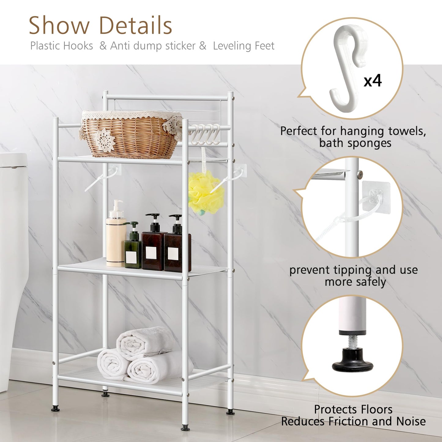 3-Tier Metal Freestanding Storage Shelf