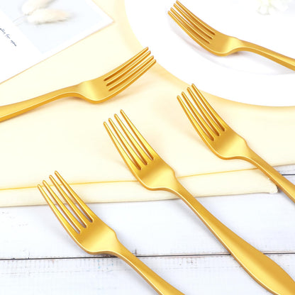 Disposable Forks Plastic, 200 Pcs Forks For Parties, Plastic Silverware Heavy Duty, Solid and Durable Plastic Utensils, Disposable Table Forks & Dinner Forks For Noodle/Salad, Golden Shower Forks