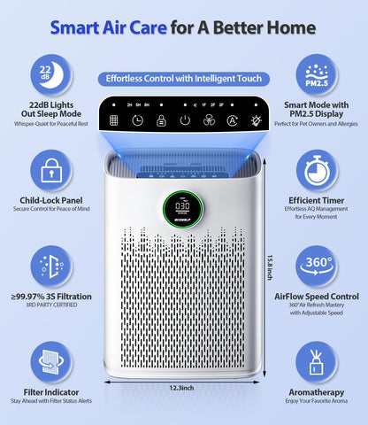 Air Purifier for Large Rooms with Aromatherapy