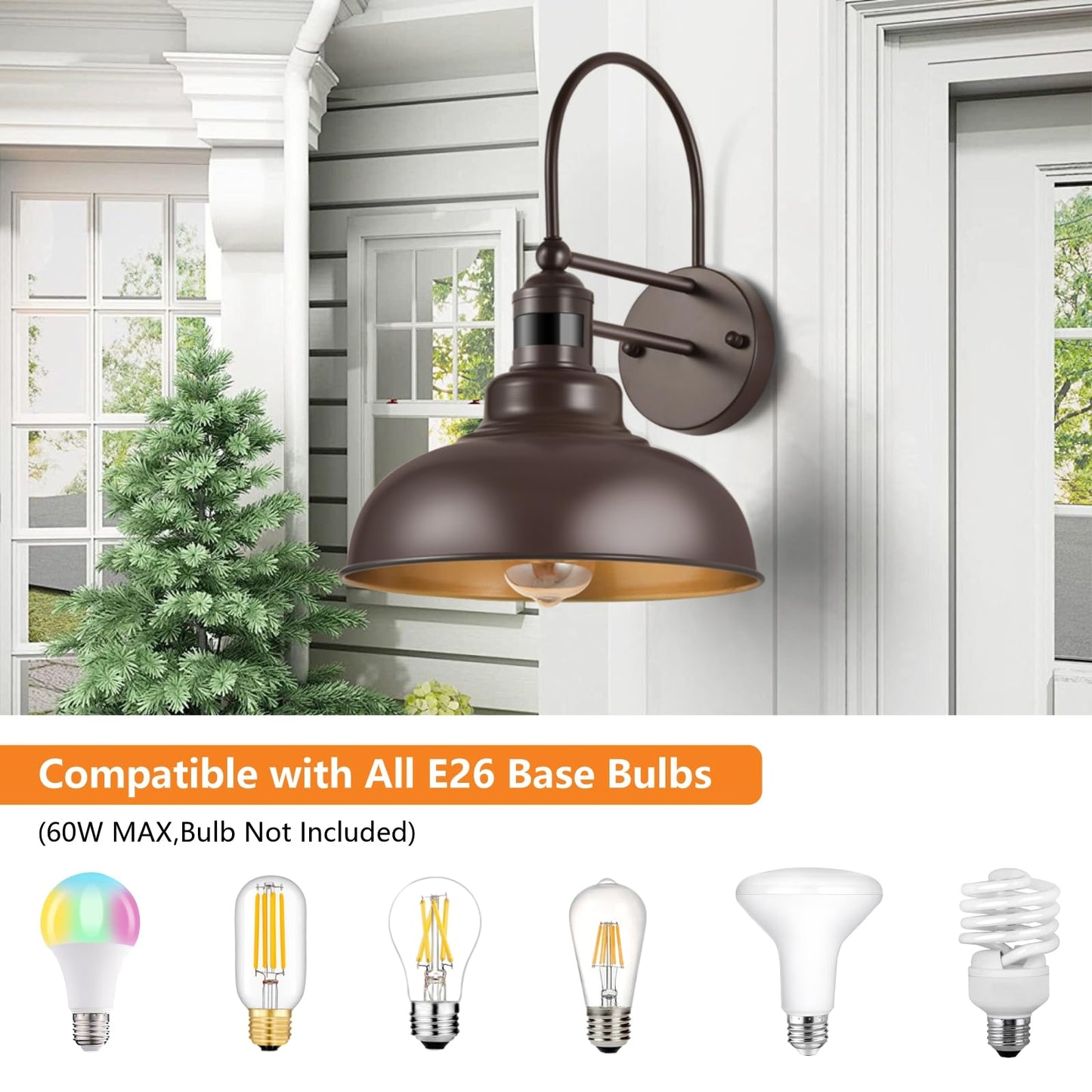 RIDALUX Gooseneck Motion Sensor Wall Light 2-Pack