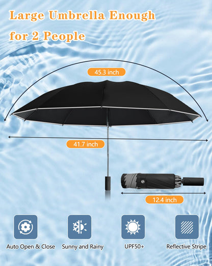 Large Windproof Inverted Umbrella with Reflective Strip