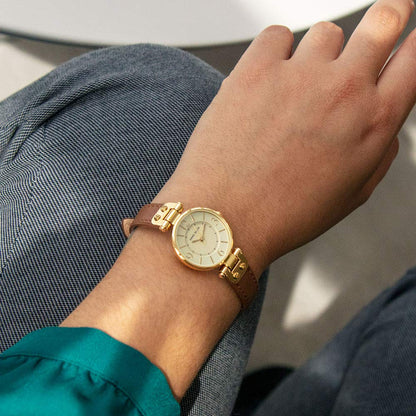 Anne Klein Women's Gold-Tone Leather Strap Watch