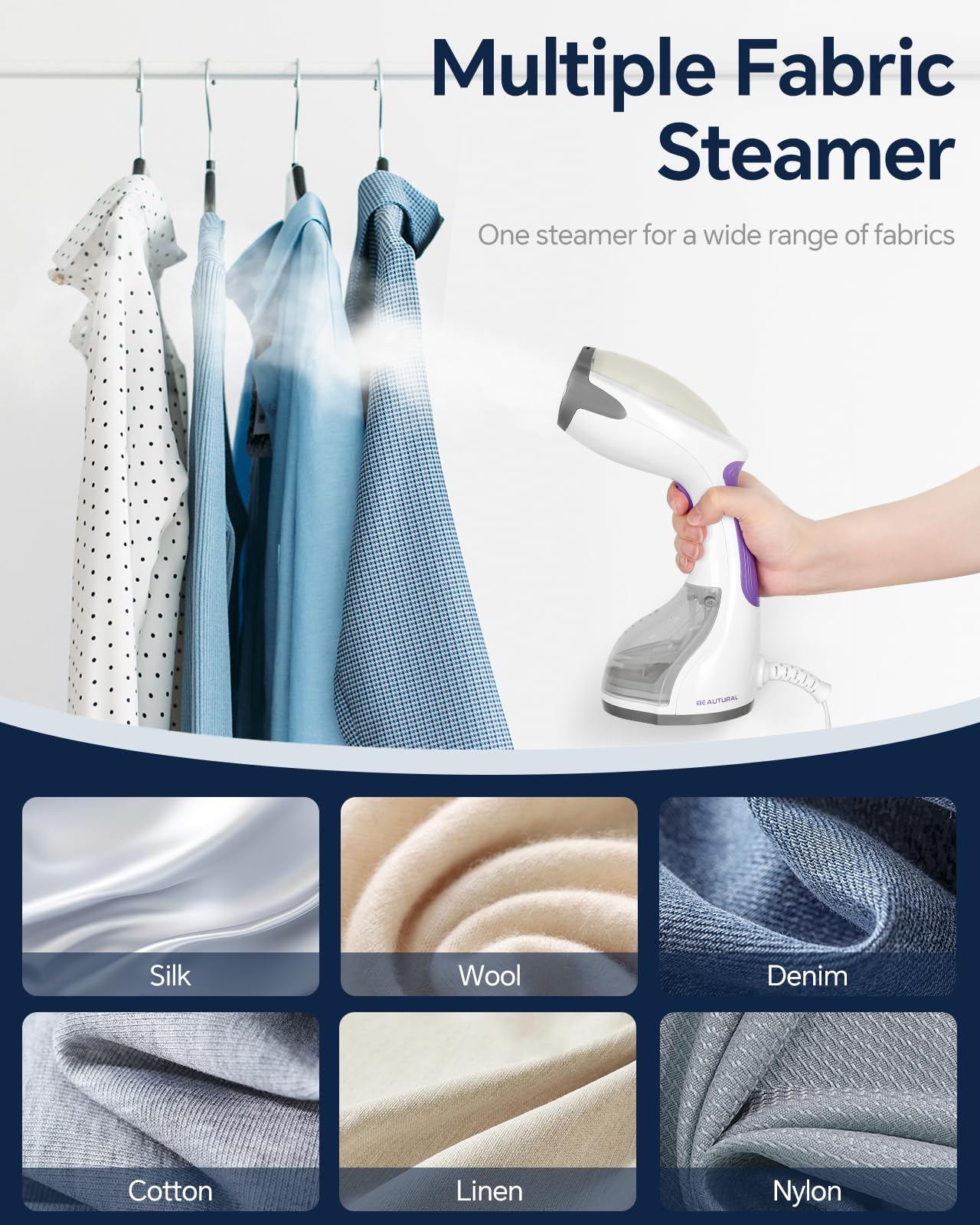 BEAUTURAL Portable Handheld Clothes Steamer