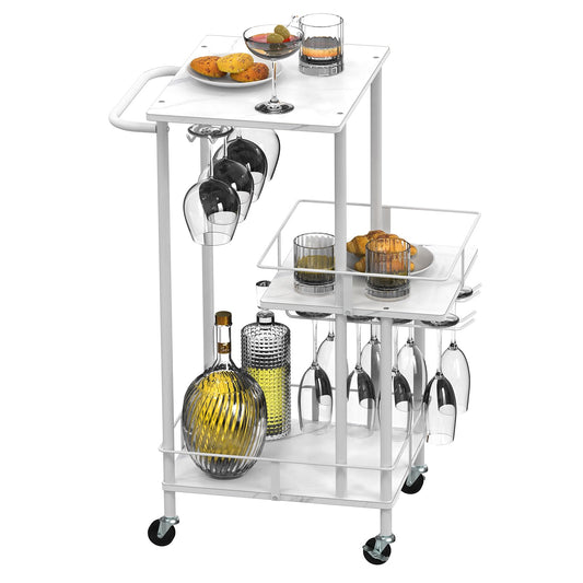 3-Tier Bar Cart with Wine & Glass Holders