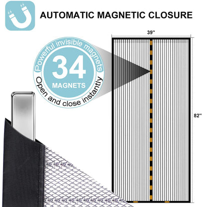 YGS-Tech Screen Door Mesh, 38 x 82 Inch Magnetic Screen Door Deluxe Double, 34 Magnets Hands Free Curtain, Keep Bugs Out Let Cool Air in Screen Door for Sliding Door Front Door, Pet and Kid Friendly