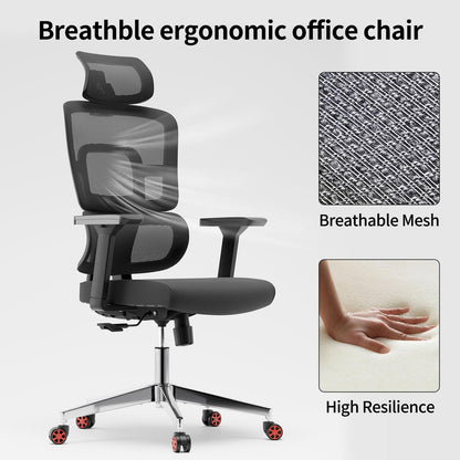 SICHY AGE Big and Tall Office Chair, Home Office Desk Chairs with Lumbar Support and Adjustable Headrest, Ergonomic High Back Office Chairs with Wheels for Work and Study, Black