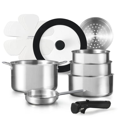 CAROTE 12-Piece Induction Cookware Set with Removable Handles