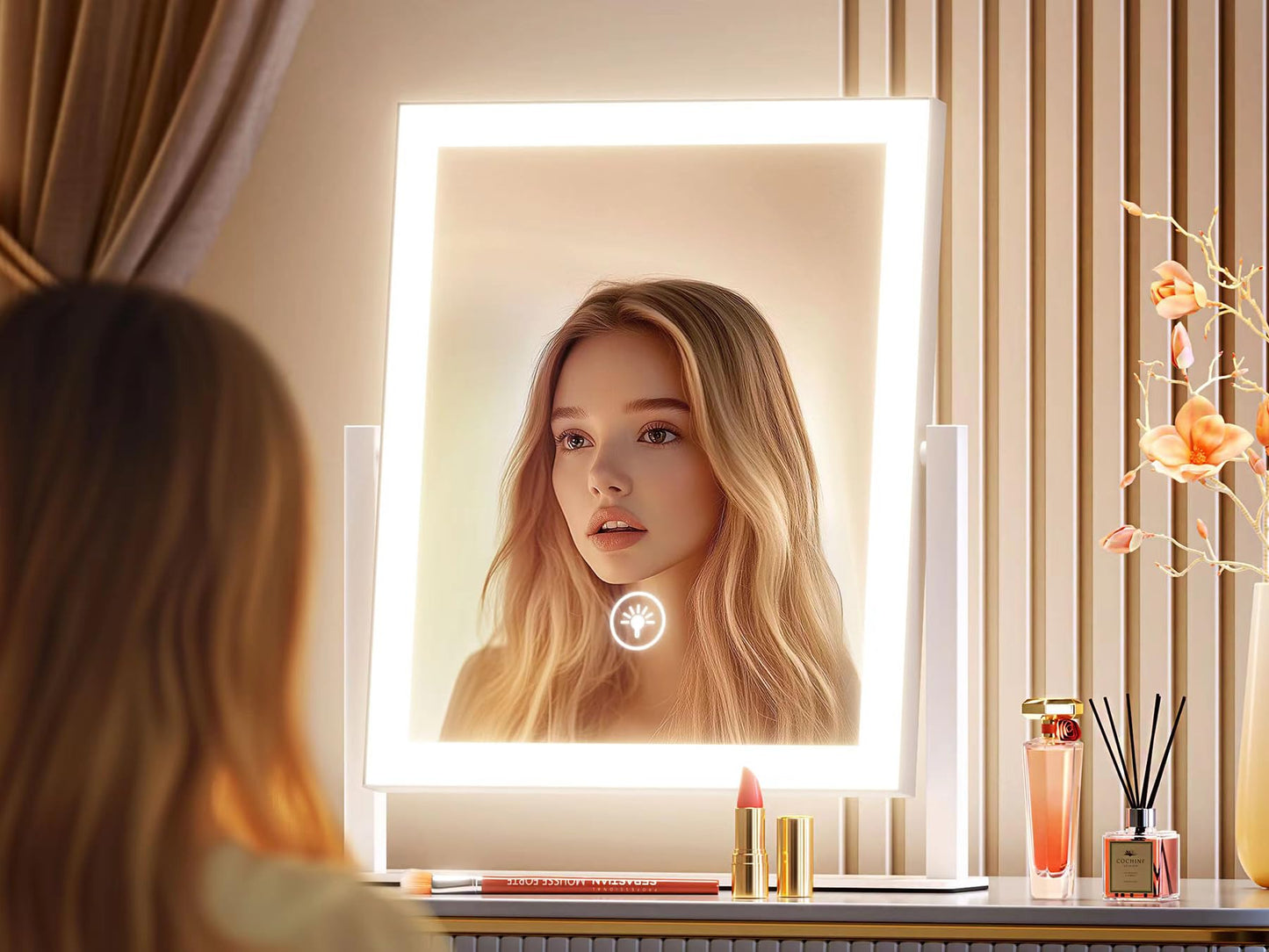 Large LED Makeup Mirror with Lights and Magnification
