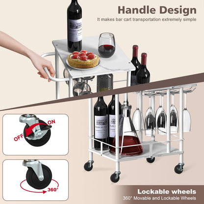 3-Tier Bar Cart with Wine & Glass Holders