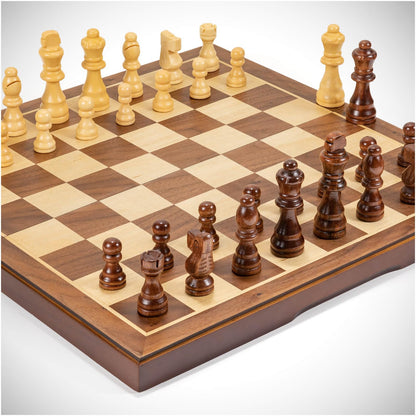 Handmade Walnut Chess Set with Folding Board