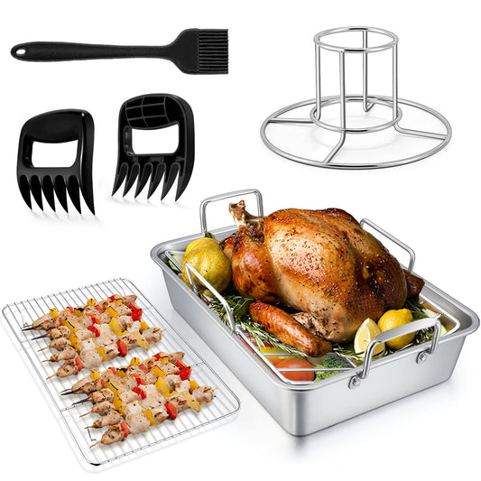 14-Inch Stainless Steel Roasting Pan Set