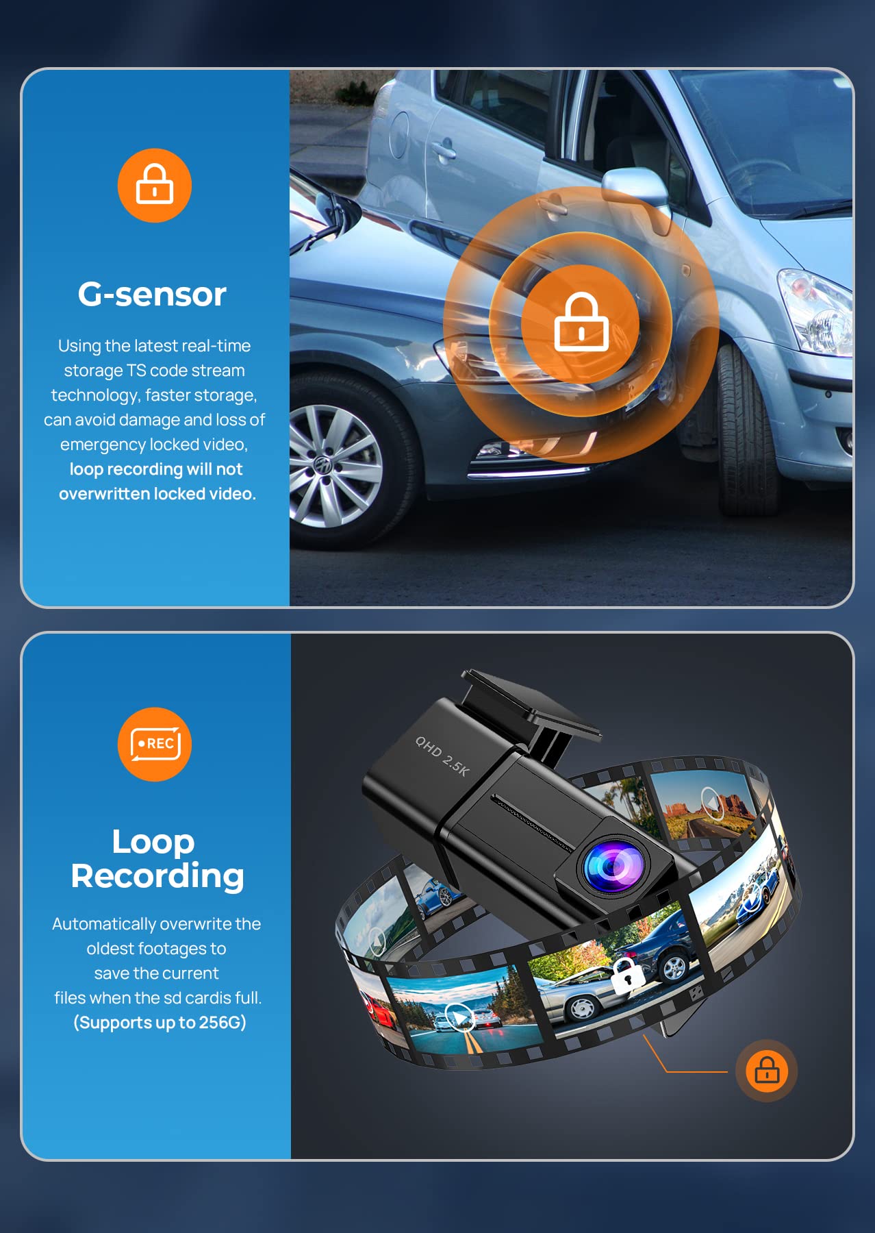 2.5K WiFi Dash Cam with Night Vision