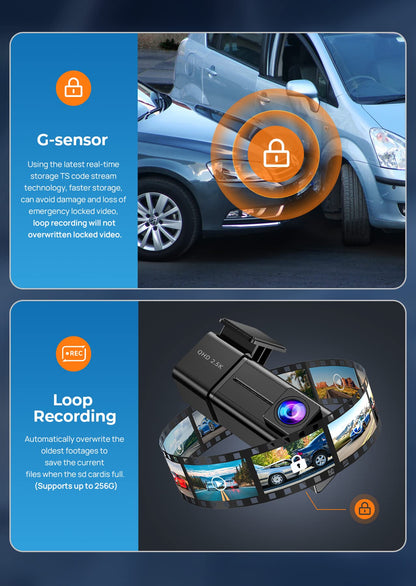 2.5K WiFi Dash Cam with Night Vision