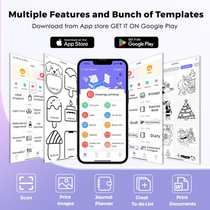 Mini Printer with 7 Rolls Sticker Paper, Portable Sticker Printer Efficiently and Quickly, Thermal Printer for Study Notes, Pictures, DIY, Label, Free App with Multiple Templates-Printer-01