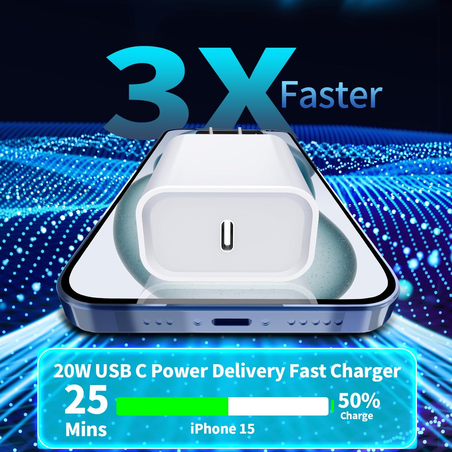 3 Pack Fast Charging iPhone 16 Charger