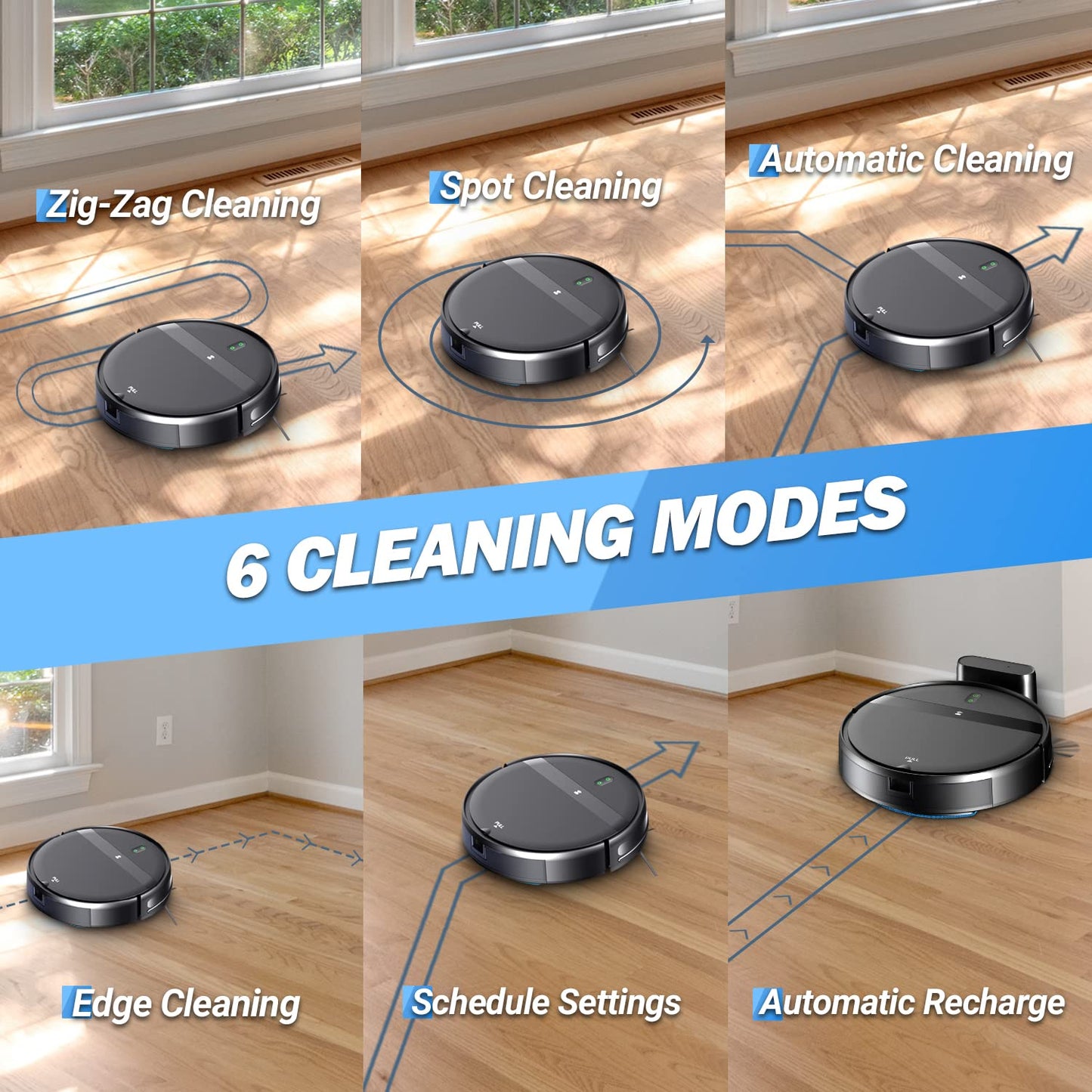 MANVINS Robot Vacuum and Mop Combo, App/Voice Control, Robot Vacuum Cleaner 2 in 1, Automatic Recharge, Slim, Quiet, Tangle-Free, Daily Schedule,Cleans Hard Floor/Pet Hair/Carpet