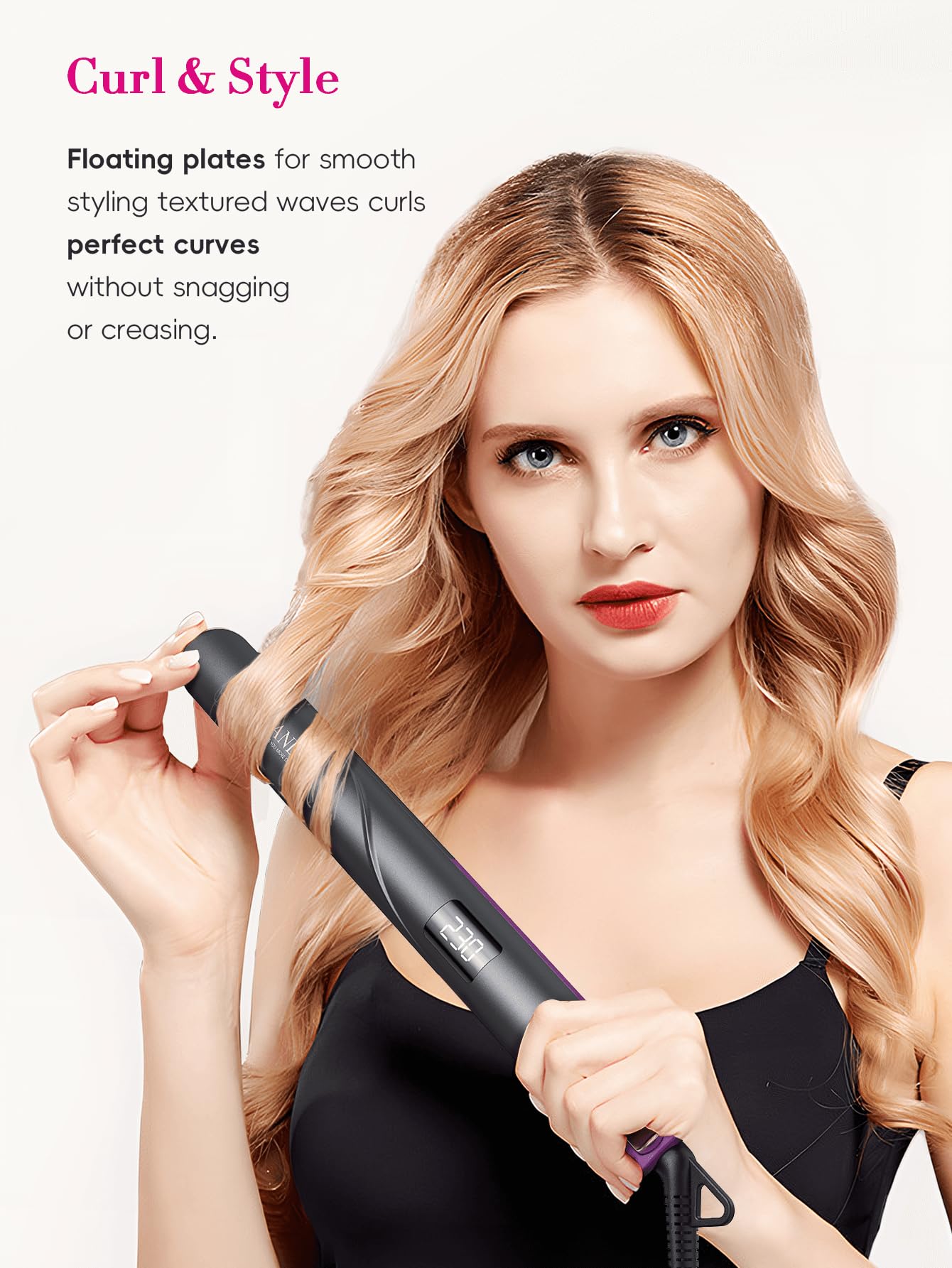 LANDOT Ceramic Ionic Hair Straightener with Travel Pouch