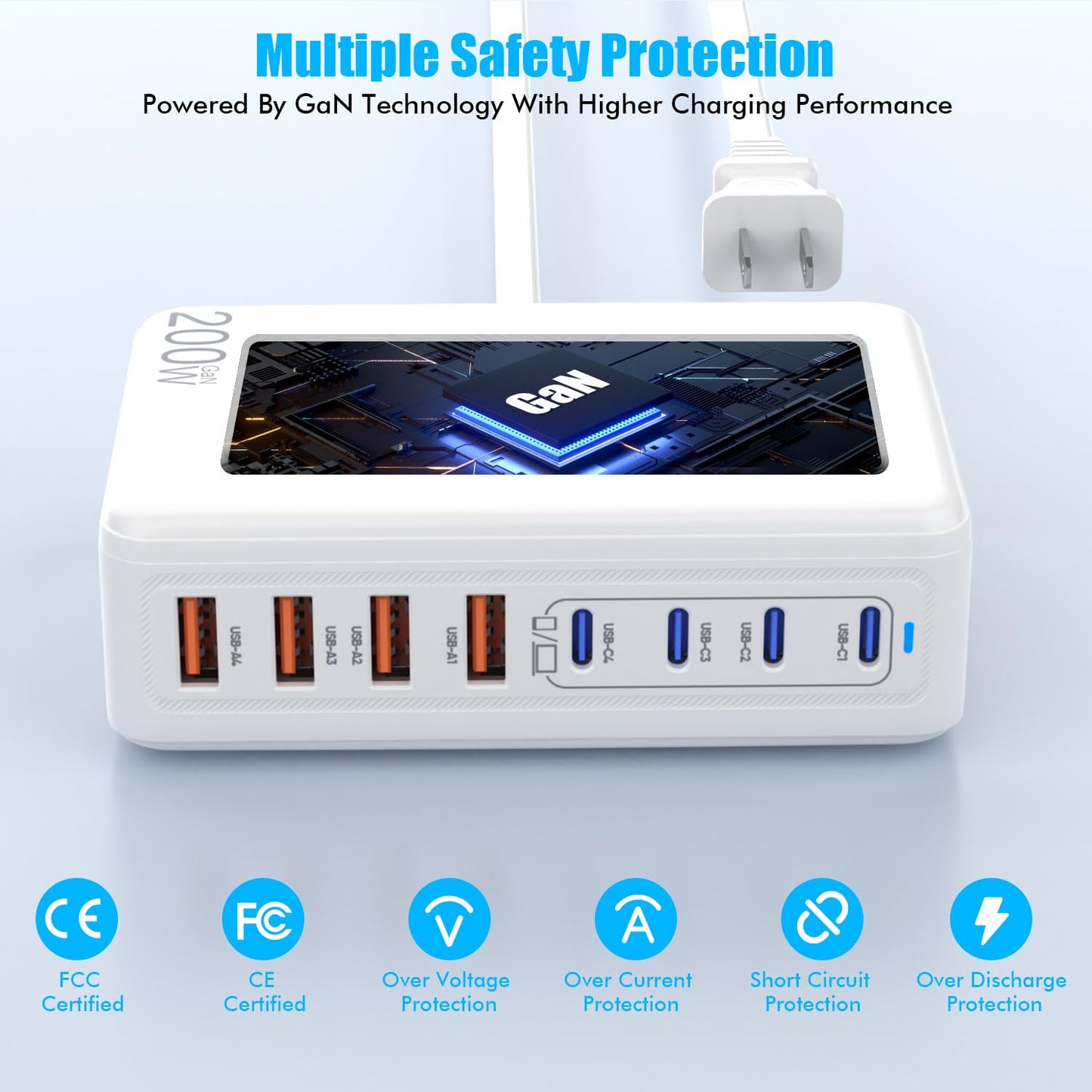200W USB C Charging Station for Multiple Devices