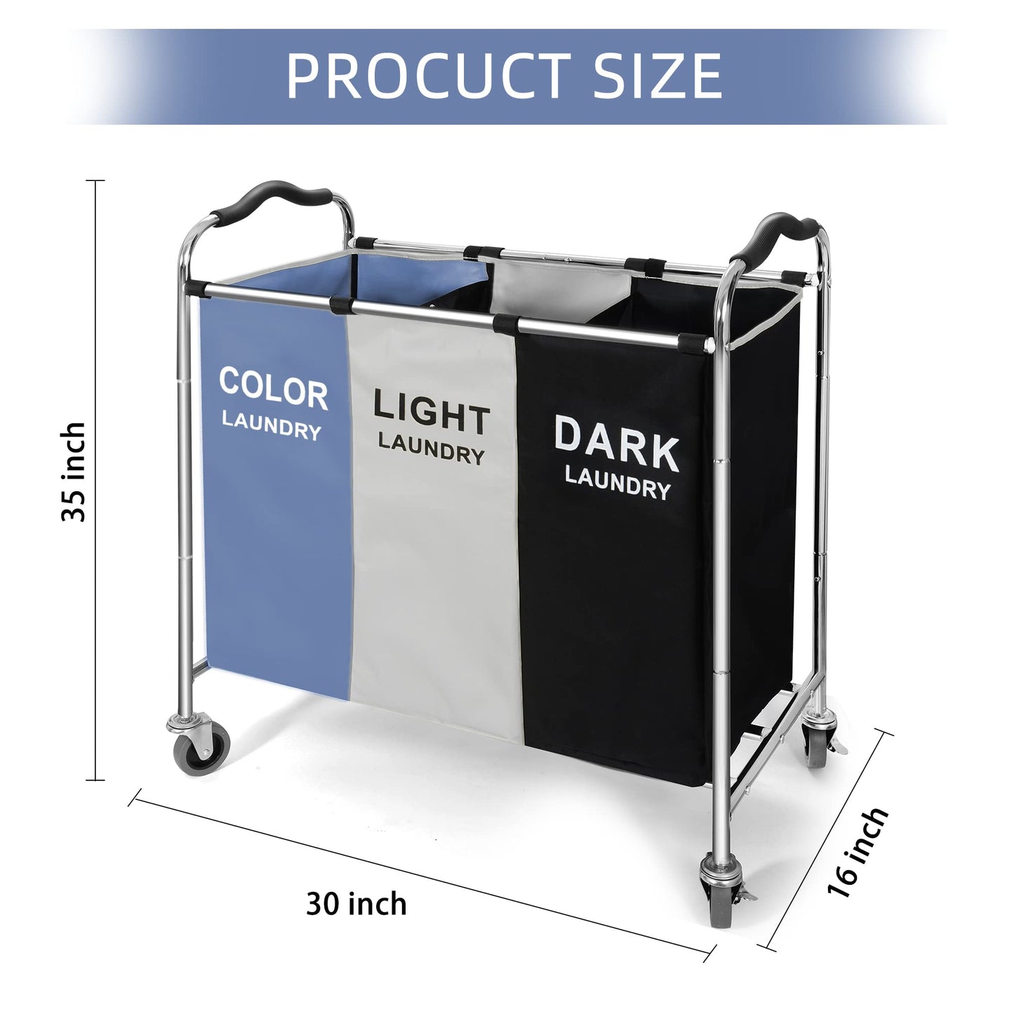 240L Laundry Basket Sorter with Wheels for Clothes