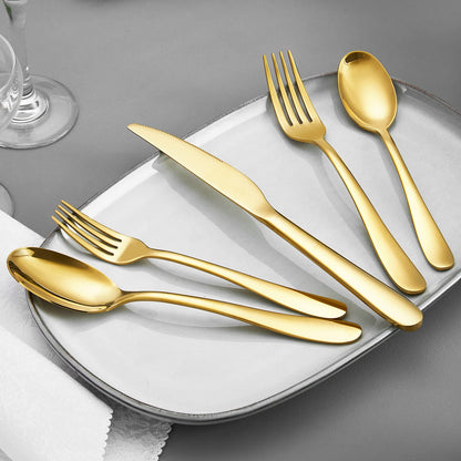 Xingjiake 40 Piece Gold Silverware Set, Kitchen Utensils Set, Silverware Cutlery Flatware Set For 8, Stainless Steel Forks And Spoons Cooking Flatware Serving Set, Dishwasher Safe