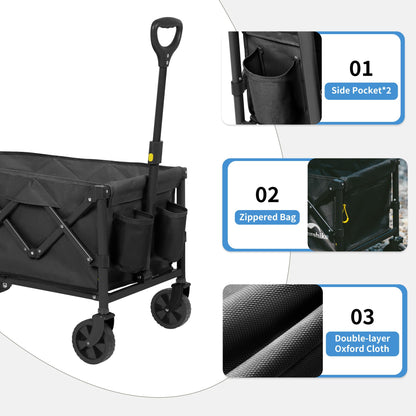 Naturehike Collapsible Folding Utility Cart with Cup Holders