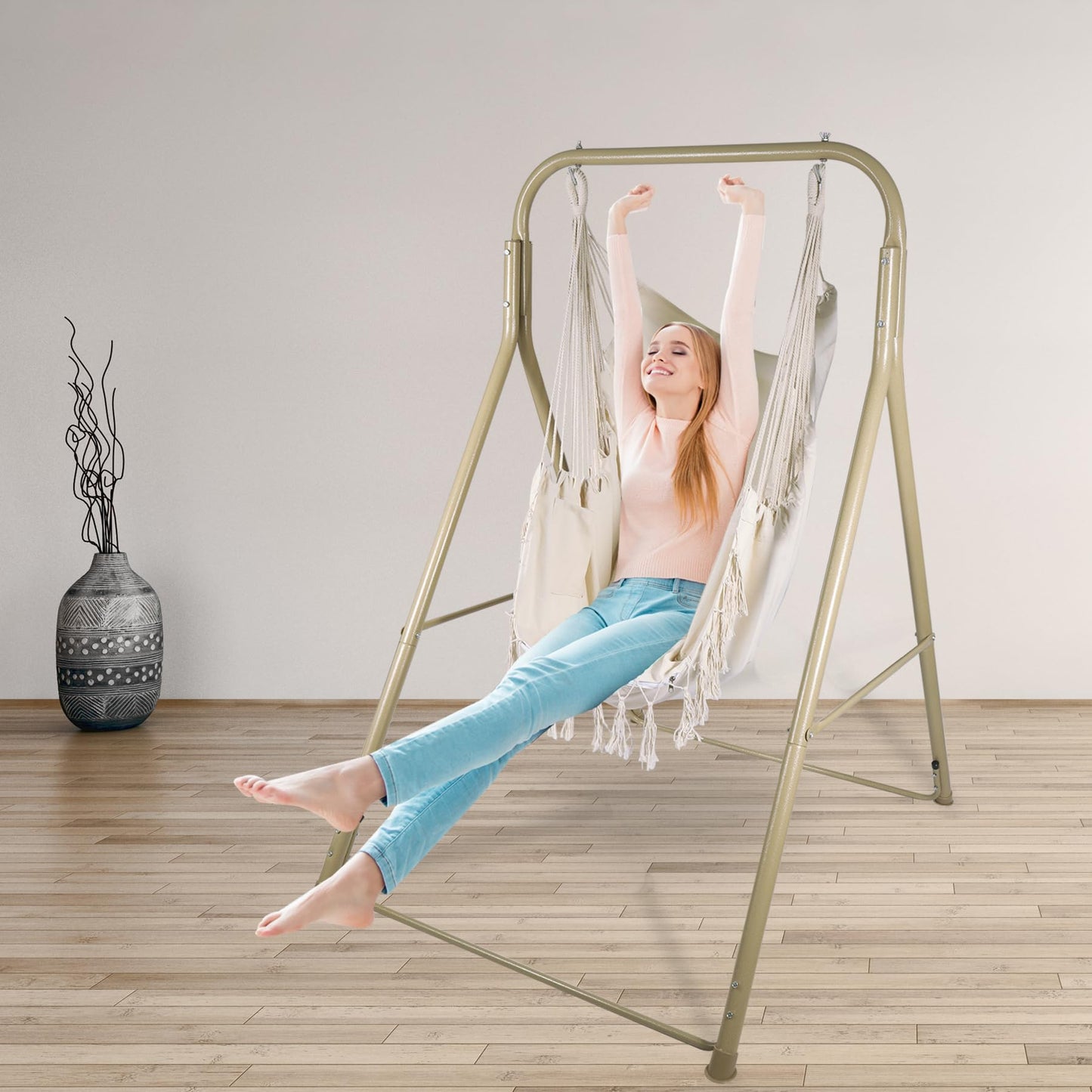 RedSwing Hammock Chair with Stand,Include Hanging Swing Chair,Heavy Duty Hammock Swing Chair with Stand for Adults Indoor Outdoor Patio Backyard, Max Load 330 Lbs